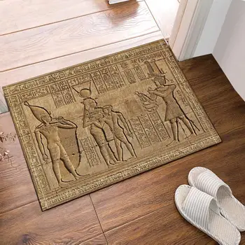 

Hieroglyphic Carvings on the Exterior Walls of an Ancient Egyptian Temple Bath Rugs,Non-Slip Outdoor Indoor DoorMat Bathroom Rug