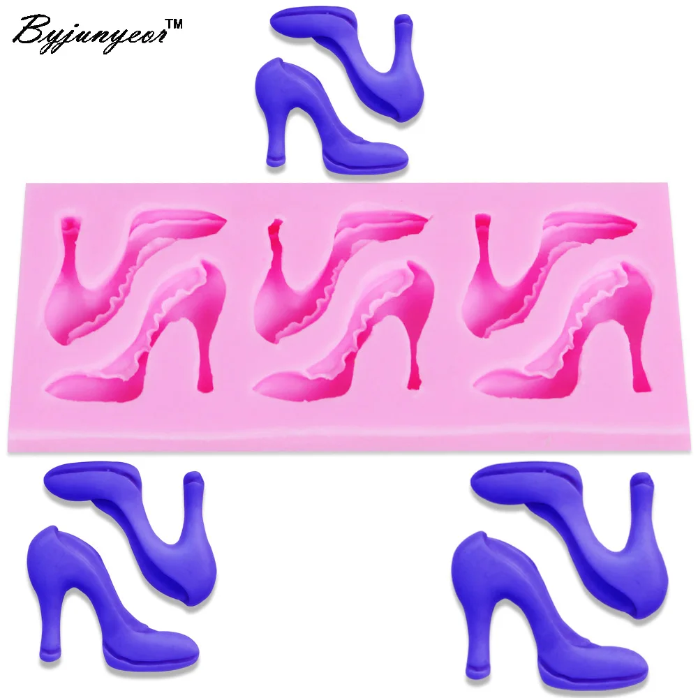 

Byjunyeor M219 DIY High heels shoes Silicone Cake Fondant Mold Chocolate Ice Cube Tray Mould Fimo Clay Maker Baking Tool