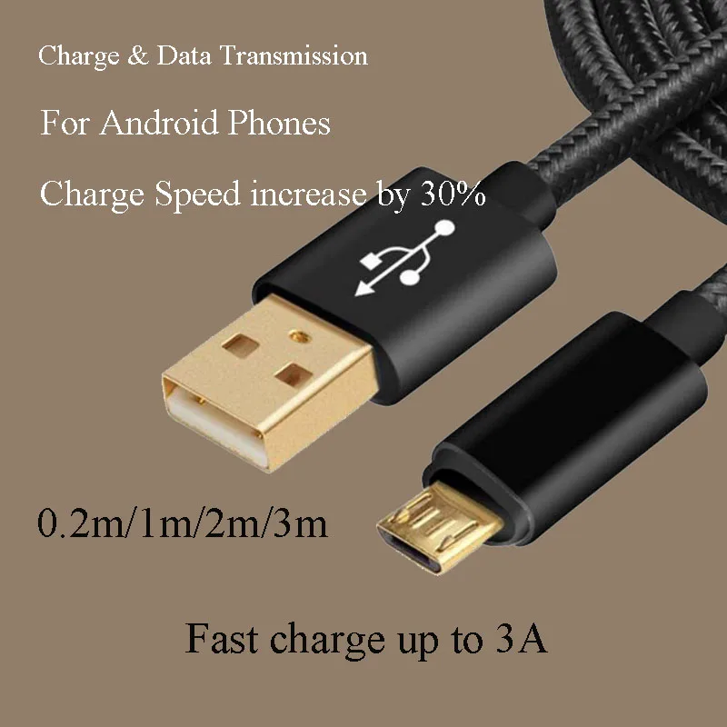 جديد الروبوت Calbes V8 الذهب-مطلي سريع شحن الهاتف المحمول كابل نقل بيانات المصغّر usb كابل شحن 0.2 m/1 m/ 2 m/3 m دروبشيب OFC-Z08