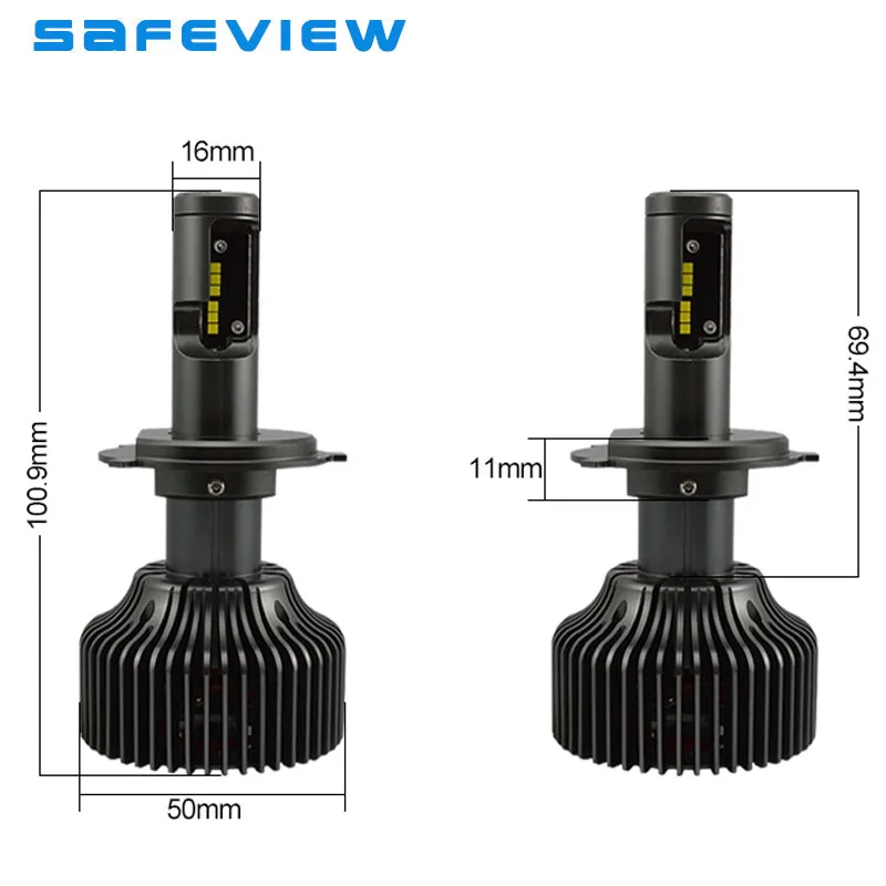 Автомобильные светодиодные лампы для фар SAFEVIEW H4 H7 H8 H9 H11 9005 HB3 9006 HB4 30 Вт белые 6000K 12