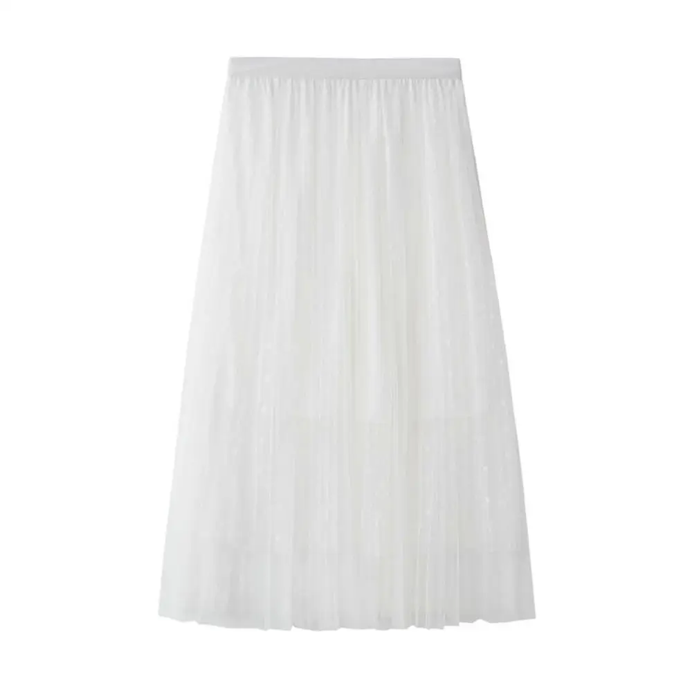 Длинная Пышная юбка Для женщин корейские демисезонные стильные Высокая Талия платье трапециевидной формы школьные ботинки с вязаной вставкой и юбка миди Для женщин faldas H4 - Цвет: White