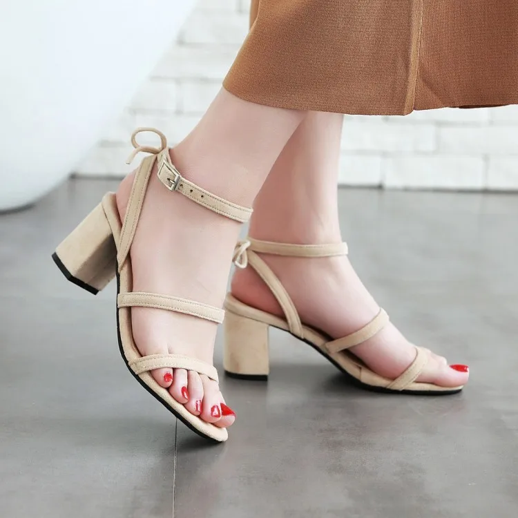 

Big Size 11 12 13 14 15 ladies high heels women shoes woman pumps One-word buttoned shoes with thick heels and leaky toes