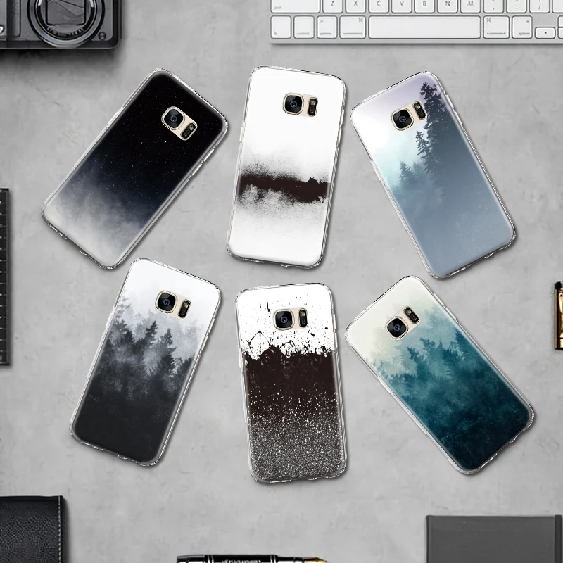 

Art Forest Ink Mountain TPU Cover for Samsung Galaxy S4 S5 MINI S6 S7 Edge S8 S9 Plus Grand Prime Note 4 5 8 Silicone Case