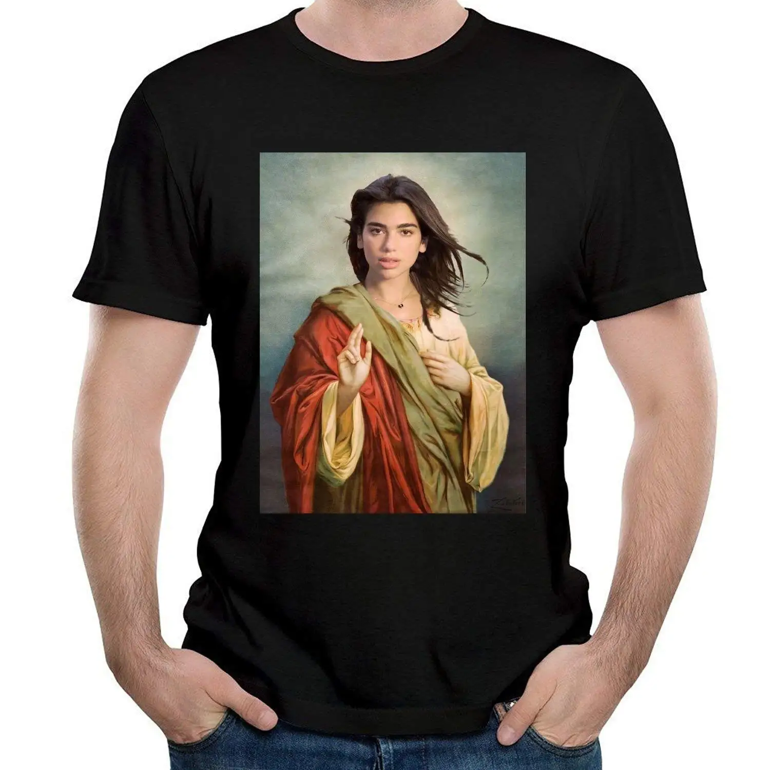 Мужские футболки DUA Lipa Jesus черная новинка 2019 Футболка мужская брендовая одежда
