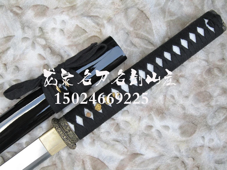 S2524 JAPANESE TSUN BLACK NINJA SAMURAI SWORD STRAIGHT SHINY BRUSH BLADE 40.7