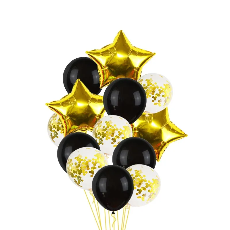 Вечерние воздушные шары из фольги черного и золотого цвета для вечеринки в честь Дня Рождения