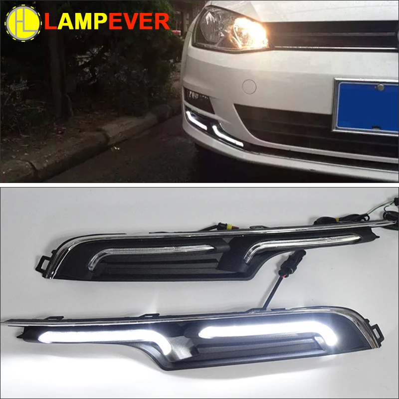 

Lampever LED DRL daytime running lights for Volkswagen VW Golf 7, dim control 2 Seperate Super Bright Light Bar Style Day Lights