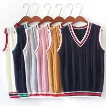 6 цветов, жилет с v-образным вырезом, свитер, осень, без рукавов, женские свитера, модные, с узором, вязаные пуловеры, подходят ко всему, для женщин