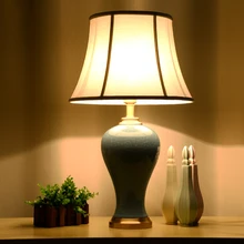 Винтажная настольная лампа для спальни, китайская настольная лампа для гостиной, для свадебного украшения, керамическая художественная настольная лампа зеленого цвета