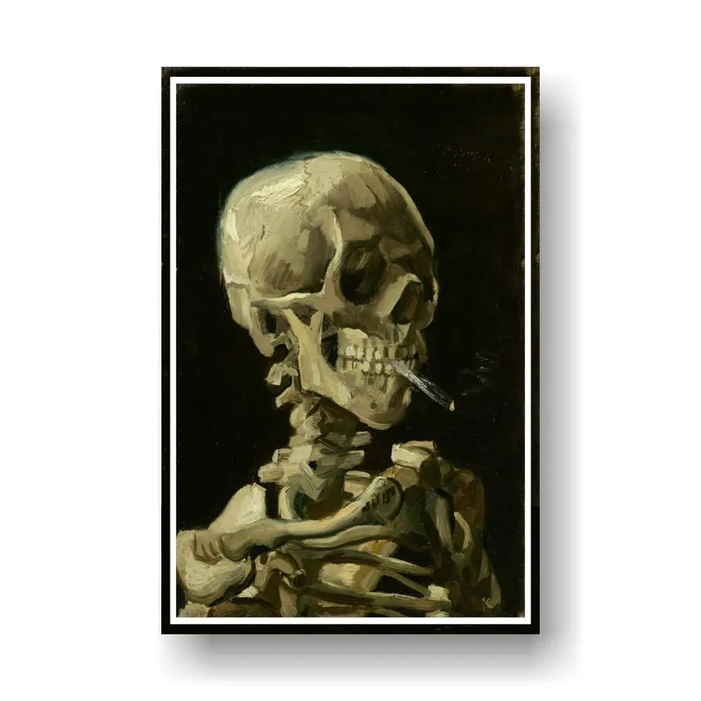 

Vincent Van Gogh Skeleton Skull With Burning Cigarette Art Print Poster 24x36 inch