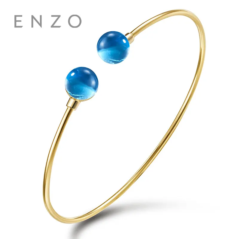 

ENZO Sugaring Time Collections Blue Topaz 2PC 7.2CT 18K Yellow Gold Bracelet All-match Fashion Bracelets Woman Jewelry
