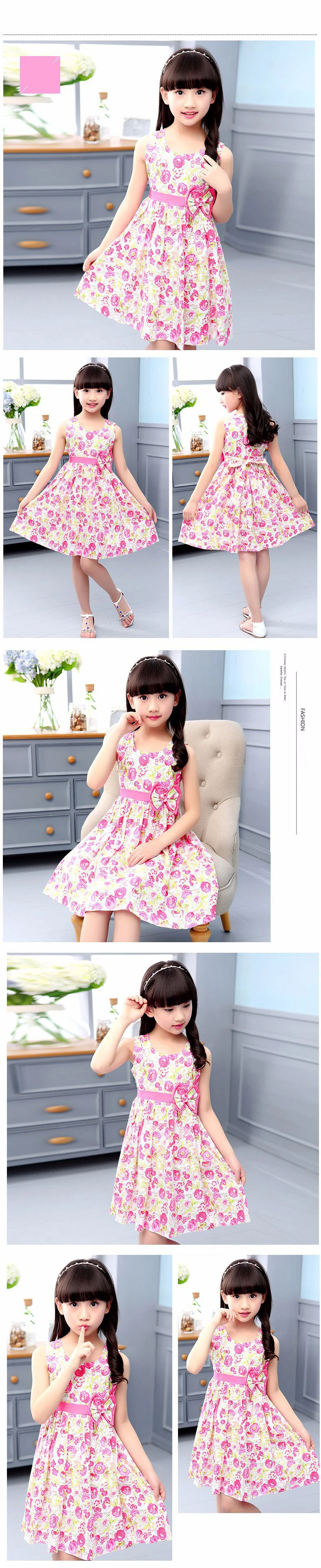 Children's Dress Girls Baby Summer Bohemian style Toddler Girls Sleeveless printed Dresses princess Holiday dress for 5-14Y kids clothing (11)