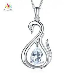 Павлин звезда 14 К White Gold 2.5 ct белый топаз лебедь кулон Цепочки и ожерелья 0.06 CT Diamond