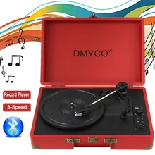 Audio Mini Stereo 3-Speed Turntable Retro LP Vinyl Record Player Buletooth Recording HiFi PC USB Record Player Case RCA Built-in