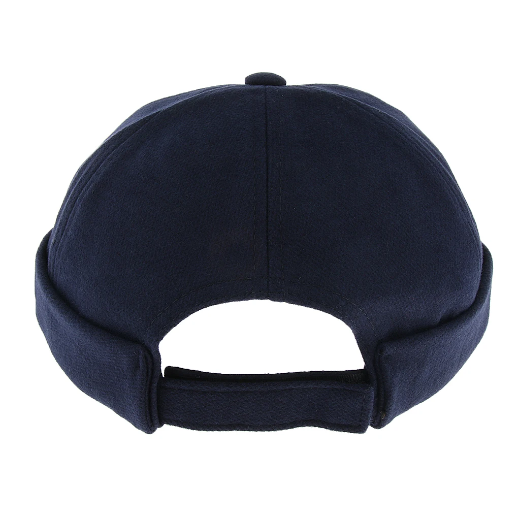 2 Pieces Mens Retro Docker Hat Wool Felt Brimless Beanie Cap Adjustable Navy Blue Red