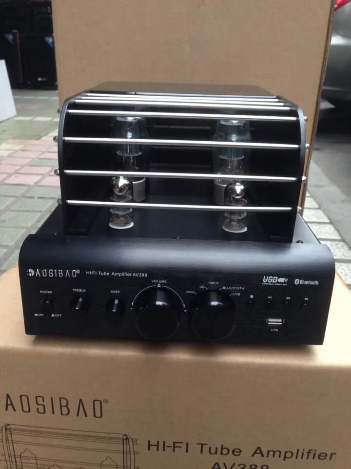 Aosibao AV388 Hifi 2.1 Channel Tube Vaccum Electronic Tube Amplifier 5Z4P*2+6N1*2 USB/Bluetooth Amplifer 35W+35W AC220V
