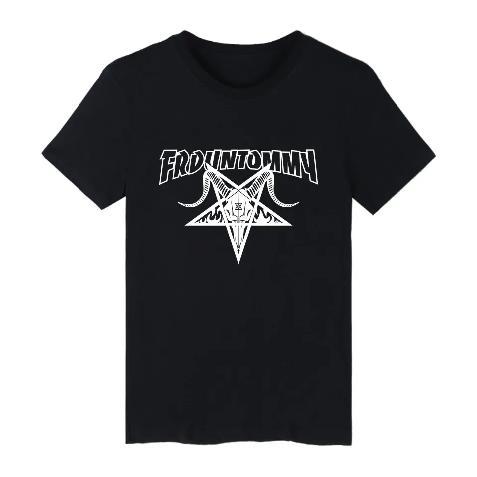 

FRDUN TOMMY Satan Evil Short Sleeve Tshirt Men Brand Casual Cool T Shirt Men Cotton Fashion Black Funny High Quality T-shirt Men