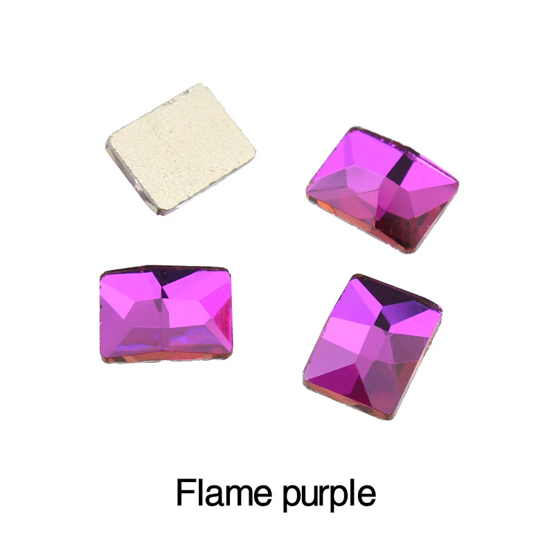 30 шт цветные прямоугольные Стразы для ногтей с плоской обратной стороной, украшения для ногтей, Хрустальные стеклянные камни, маникюрные 3D блестящие стразы, драгоценные камни - Цвет: Flame purple