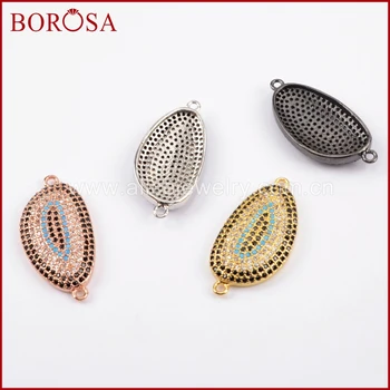 

BOROSA 10PCS Irregular Shape Micro Pave Rainbow Zircon CZ Connector Beads Drusy Connector for Bracelet Handmade Jewelry WX767