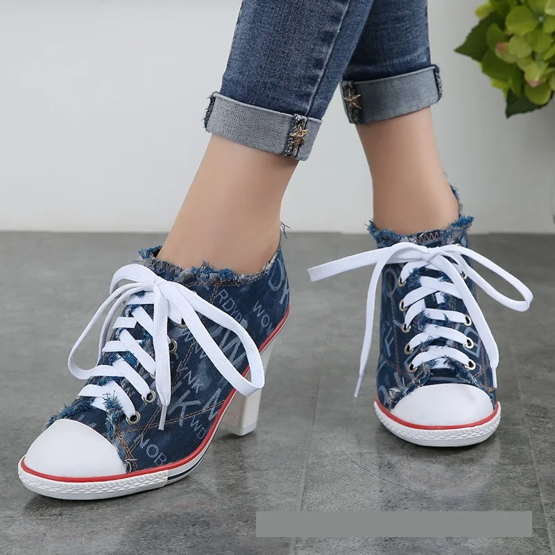 denim shoes heels