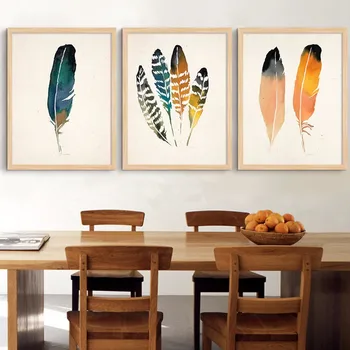 

HOT Feather Canvas Art Modern Paintings Printable Art Wall Pictures Canvas Art Poster Cuadros Oil Painting Wall Decor No Frame