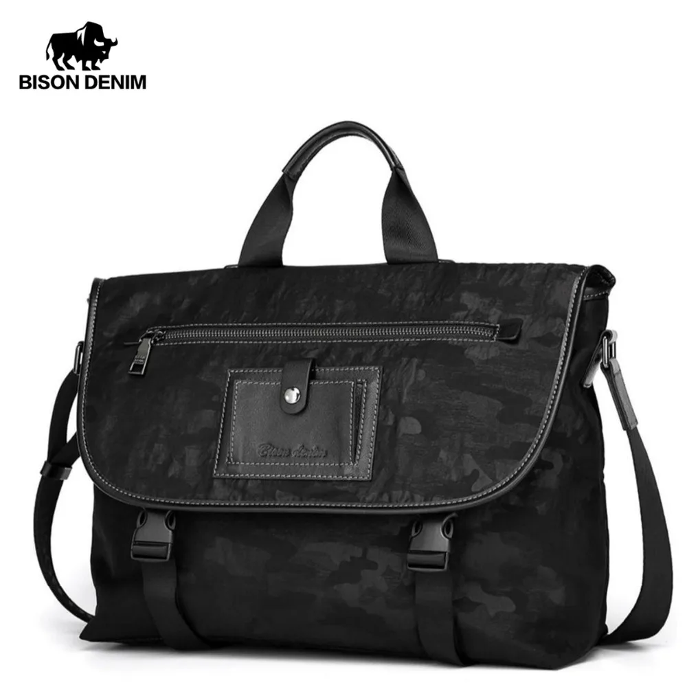 BISON DENIM Crossbody Bag Cotton Fabric Messenger Bag Camouflage Casual