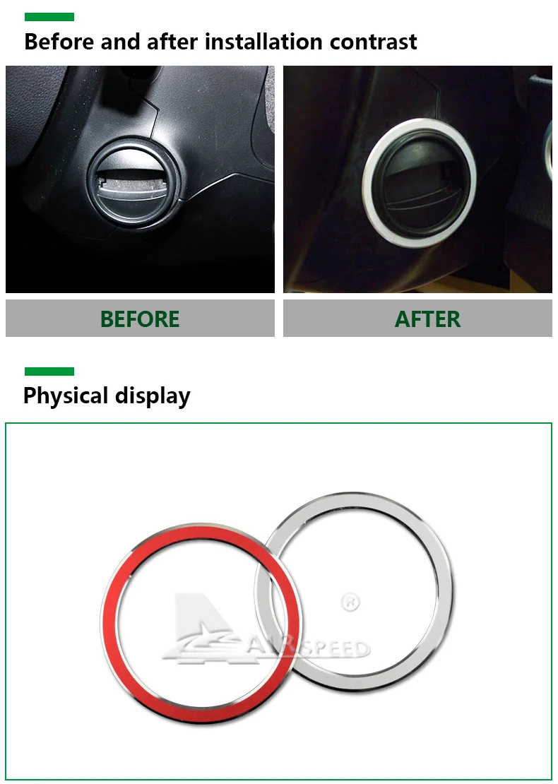 Airspeed for BMW E60 2008-2010 Car Ignition Keyhole Ring Trim Metal Interior Decorations 5 Series Accessories Car Styling (3)