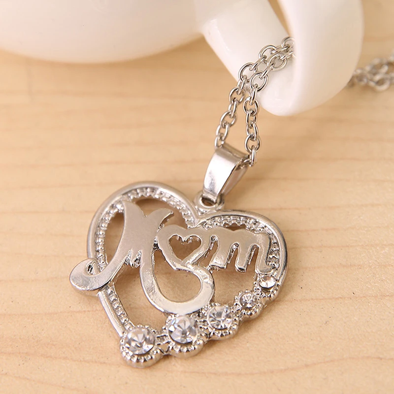 2019 Mother's Day MOM Word Engraved Heart Love Pendant Necklace Gift For Mom 13