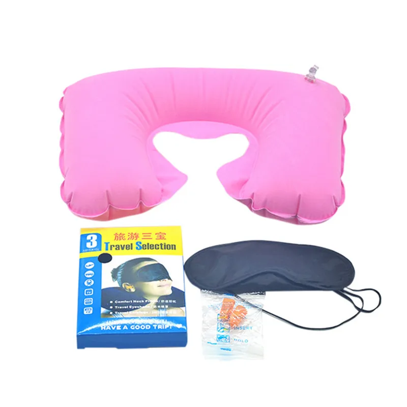 Надувная подушка полета шеи U надувная подушка для отдыха+ маска для глаз+ набор ушных вкладышей путешествия отдых пляж подголовник автомобиля Поддержка# A
