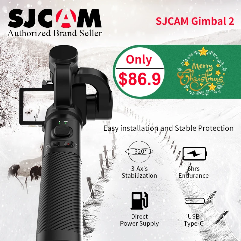 

New 3-Axis Handheld SCJAM Gimbal 2 Stabilizer for Original SJCAM SJ8 pro sj8 plus /air SJ7 Star S6 Legend Wifi 4k Action Camera