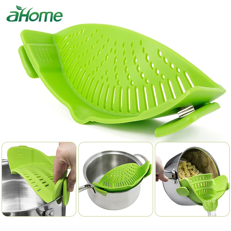 

Silicone Pot Pan Bowl Funnel Strainer Kitchen Rice Washing Colander Kitchen Accessories Cooking Tools for Spaghetti