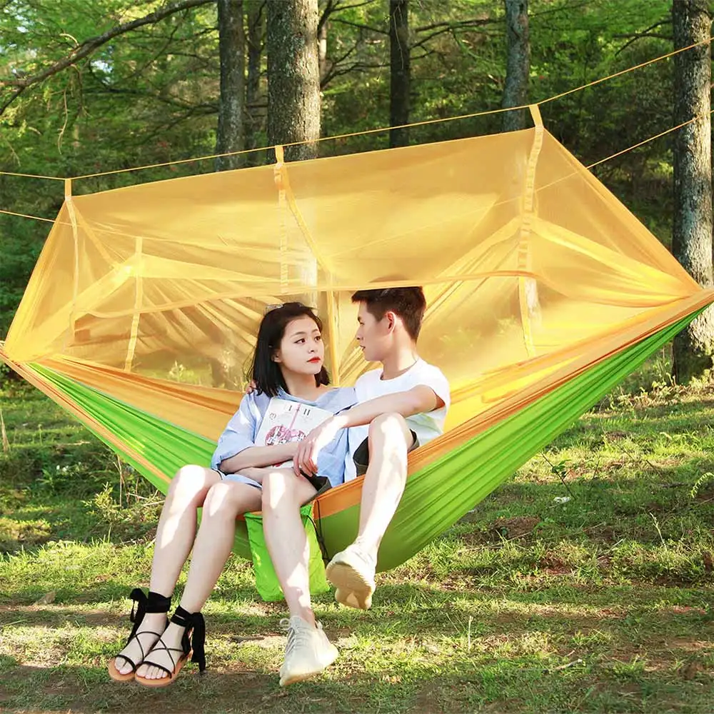 

Hot Selling 260 Cm Double Hammock Portable Outdoor Garden Mosquito Net Hang BED Travel Camping Swing Survival Hangmat Parachute