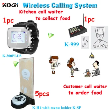 

Kitchen pager waiter system ; Customers call waiter to order ; Cooker call waiter to pick up order ; Button with menu holder