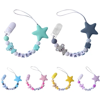 

Silicone Cartoon Baby Pacifier Chain Mix Beaded Baby Feeding Pacifiers Clips