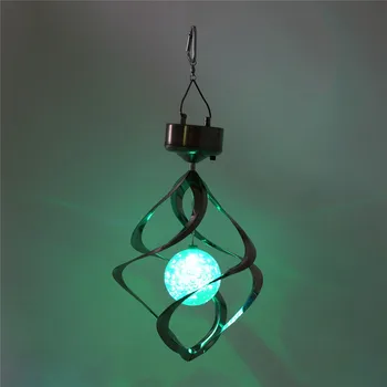 

Solar Wind Spinner with Color Changing Light Up Ball Solar Powered LED Wind Chimes Outdoor Hanging Spiral Garden Light Courtyard