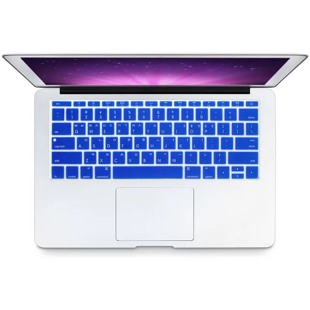 Американский корейский мягкий силиконовый чехол-клавиатура для MacBook New Pro 13 дюймов A1708(версия без сенсорной панели) для Macbook 1" A1534 - Цвет: Blue