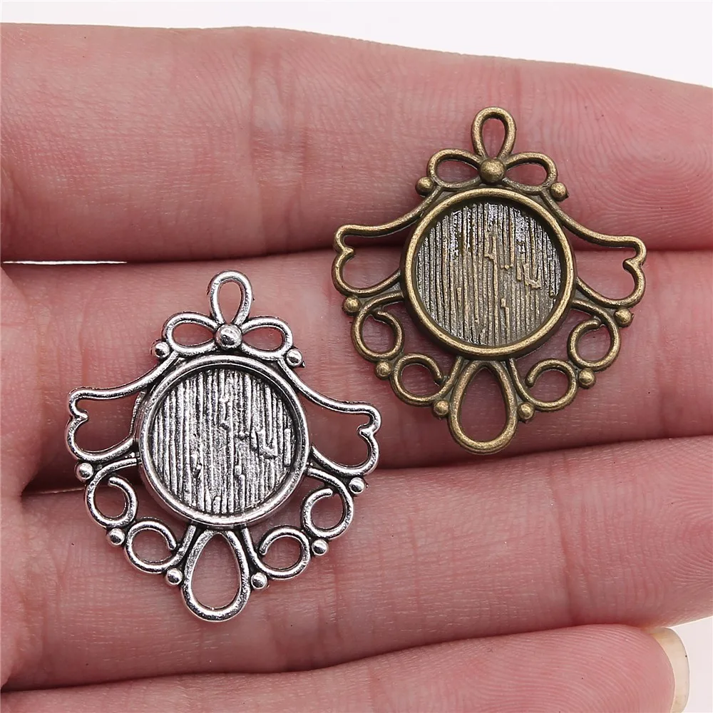 20pcs 12mm Inner Size Antique Bronze Color Gifts Round Cabochon Pendant