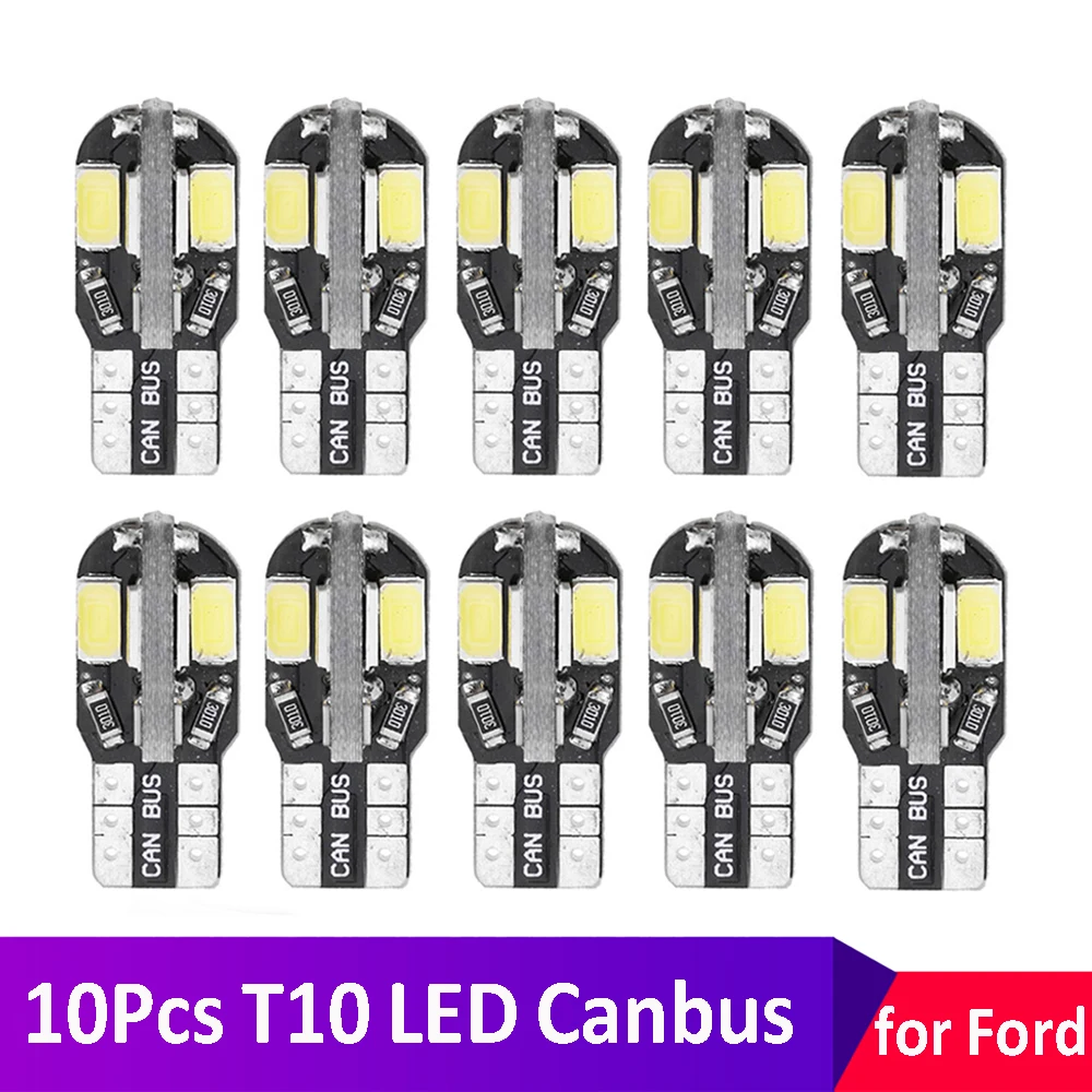 

10x W5W LED T10 LED Canbus Auto Interior Bulbs For Ford Fiesta Mondeo MK3 MK4 Focus 1 2 3 Fusion Ranger Kuga S Max MK5 Mustang