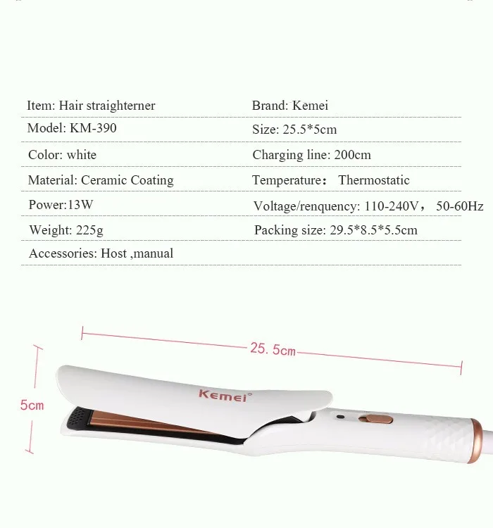 KEMEI Профессиональный выпрямитель и прибор для завивки волос электрическая плойка Паровая плойка выпрямление волос escova rotativa KM-390