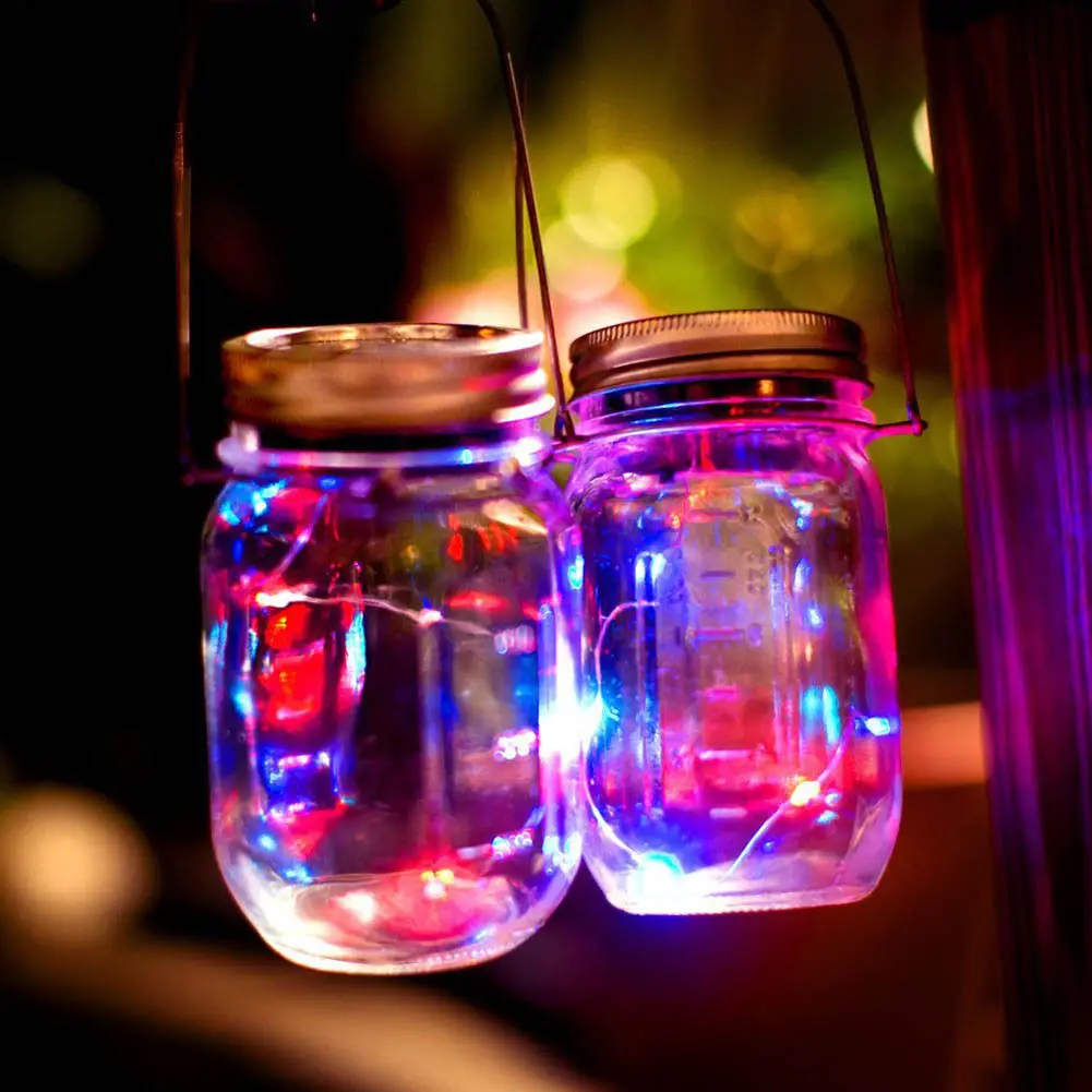 Us 2 84 Decorative Mason Jar Solar Led Light Lids Lights Up Color Changing Wedding Xmas Party Decor In Artificial Dried Flowers From Home Garden