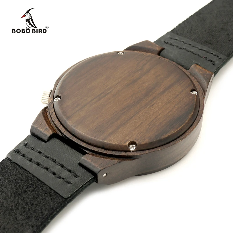 2017 Luxury Brand BOBO BIRD Men Watches Wood Wristwatch Watches Genuine Leather Band Qurtz Wood Watch Relogio Masculino C-B11