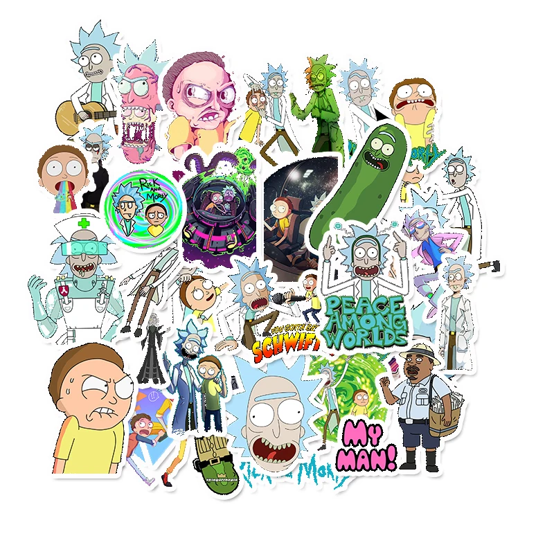 

35pcs Lot Rick and Morty Waterproof Anime Sticker For Car Guitar Laptop Motorcycle Laptop Phone Stickers Luggage Decal Toy