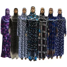 H1135 новейшее Платье с принтом молятся, платье молятся с подходящим хиджабом, быстрая, смешанные цвета и принты