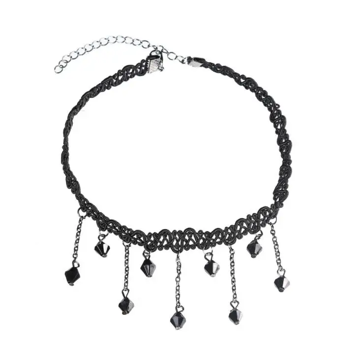 Ожерелье-воротник для женщин и девушек, модные ювелирные изделия, кружево, бархат, тренд, летний подарок, простая черная подвеска с бахромой - Окраска металла: 5