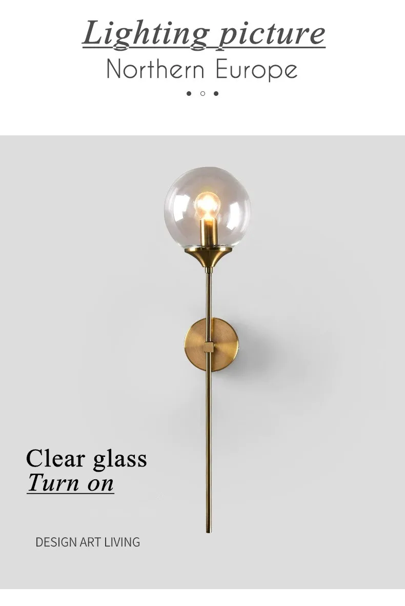 RETRO GOLD GLASS WALL LAMP SCONCES - Gold Wall Sconces