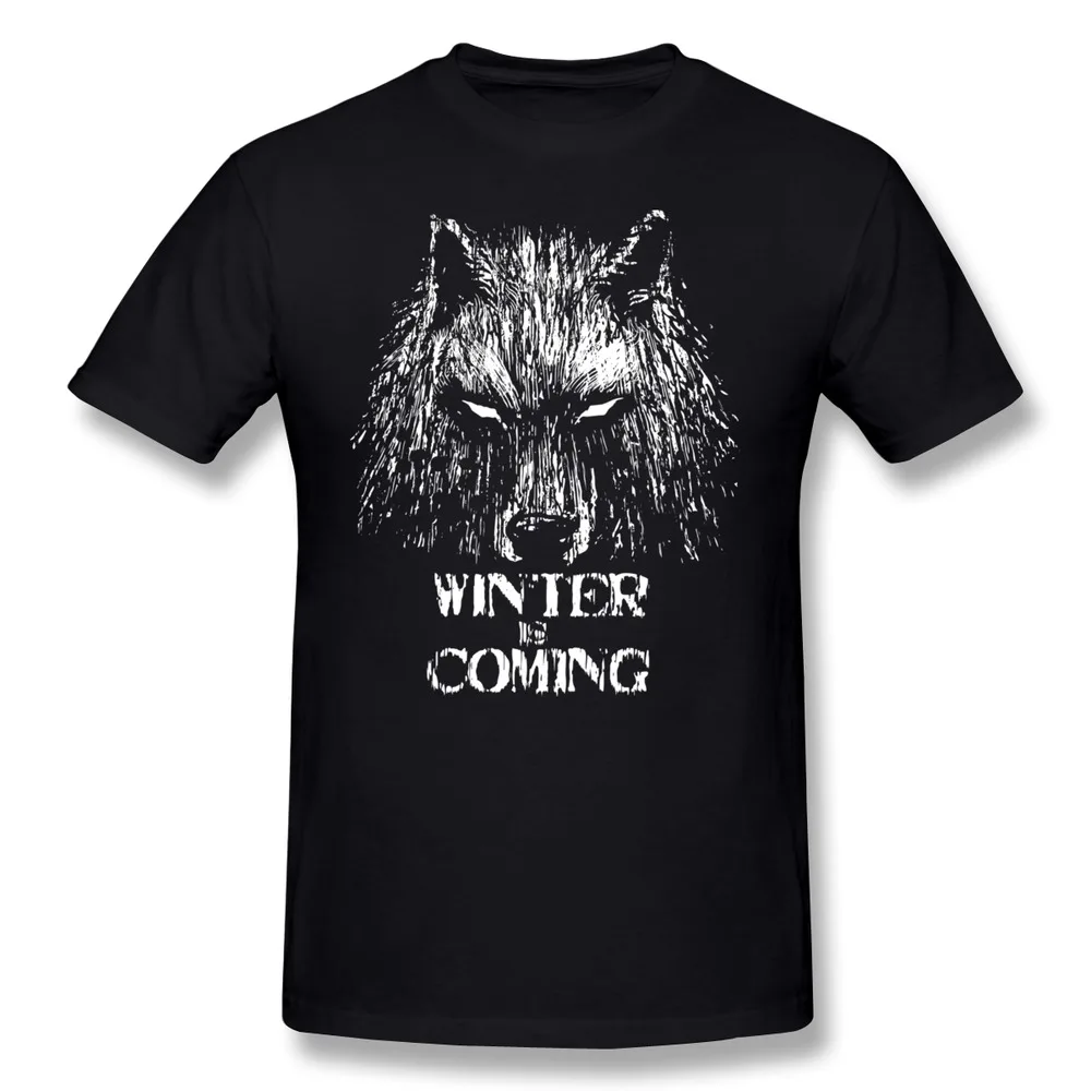 Gildan Men's T Shirt Winter is Coming Design Funny Texts Shirts Free Shipping | Мужская одежда