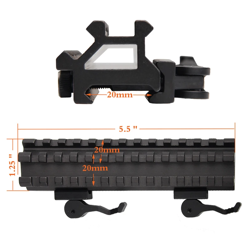 Airsoft Long Quick Detachable Double Rail Angle Weaver Picatinny Mount Integral QD Lever Lock System 13 Slots For Hunting RL1-0012-9