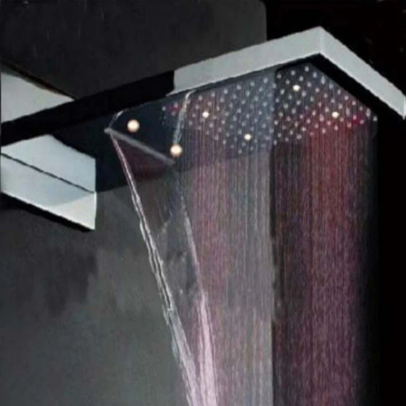 Hot Sale Wholesale And Retail Promotion  LED Color Changing Waterfall Rainfall Shower Head Bathroom Square Shower Head