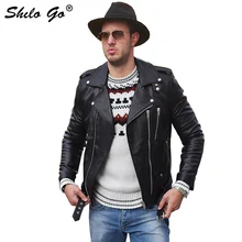 Большие размеры, Осень-зима, новинка, модная мужская Высококачественная натуральная новозеландская овечья кожа, с отворотом, мотоциклетная короткая черная куртка, XL