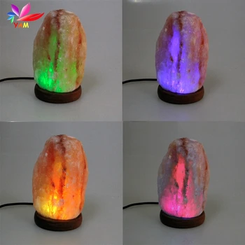 

Hand Carved USB Wooden Base Himalayan Rock Salt Lamp Air Purifier Night Light